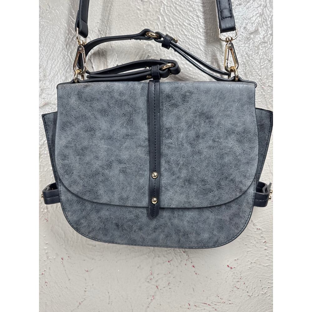 Steve Madden‎ Gray Crossbody Saddle Bag Adjustable Strap Marbled Textured